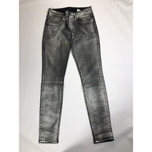 Sinclair The Silver Creams Jeans Metallic Silver Skinny Jeans Women's Size 29